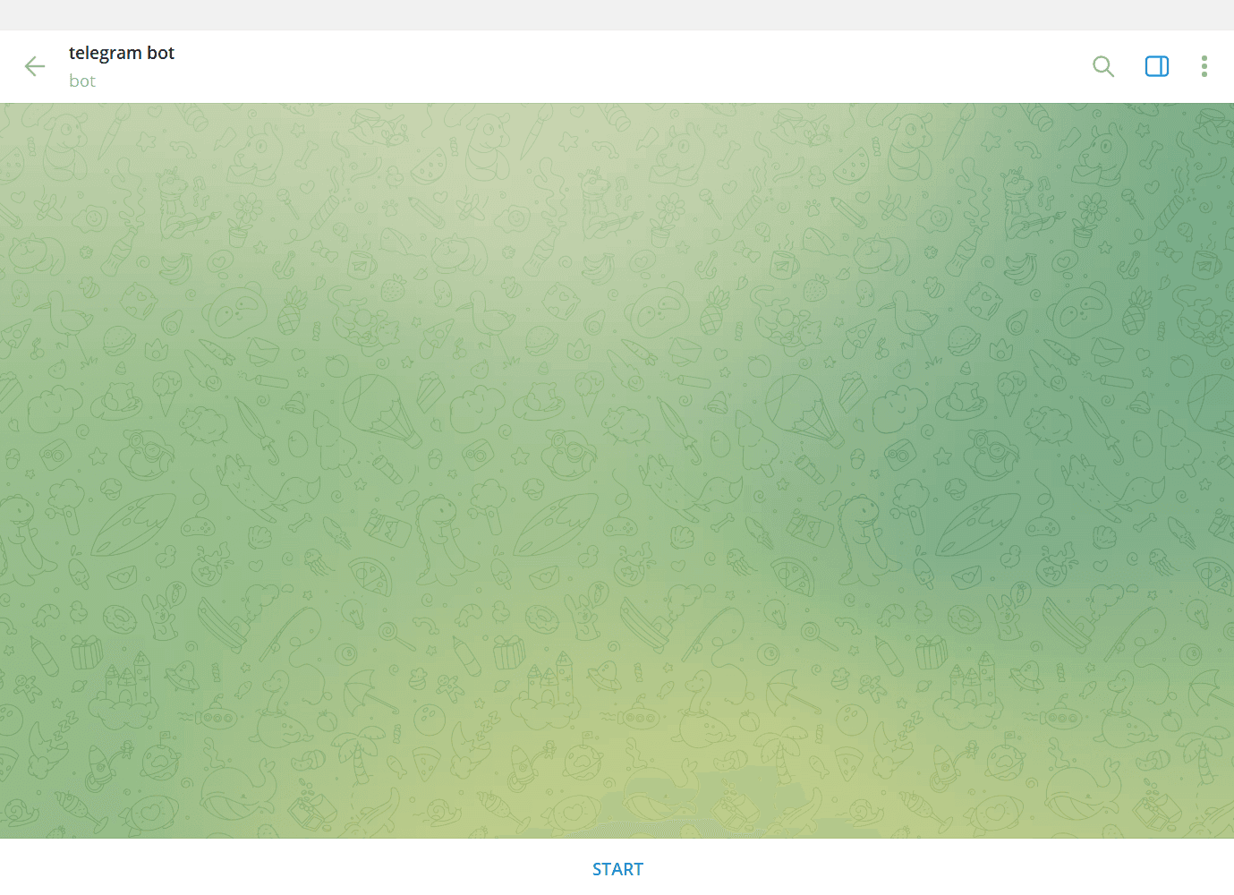 "screenshot displaying chat interface with start button for activating your bot"